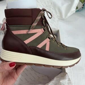 Alex Marie Brown and Green Lace Up Boots